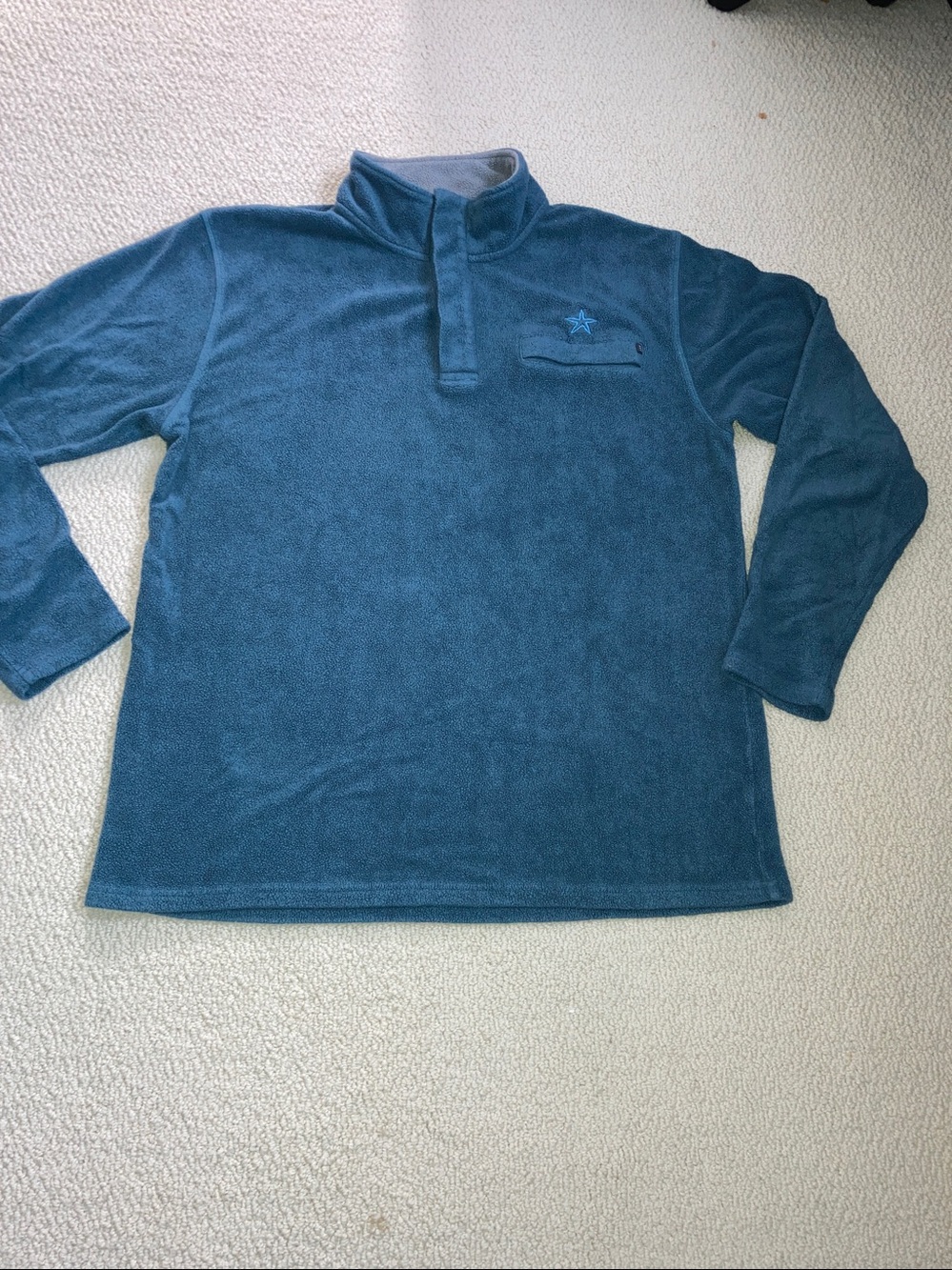 Free Fly 1/4 Snap Blue Pullover Mens Size Large Fleece Green Outdoors